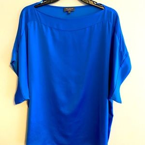 Satin/sheer shoulder blouse short sleeve - The Limited